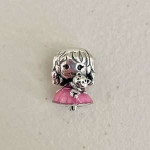 Girl Holding Stuffed Bear Bracelet Charm